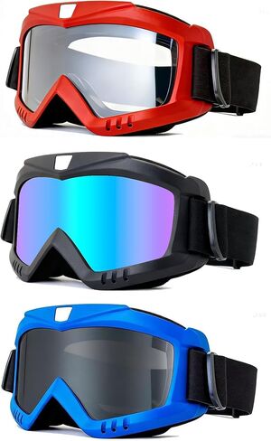 Dirt Bike Goggles 3 Pack Motorcycle Riding ATV Ski Goggles Windproof and Dustproof Glasses in Saudi Arabia