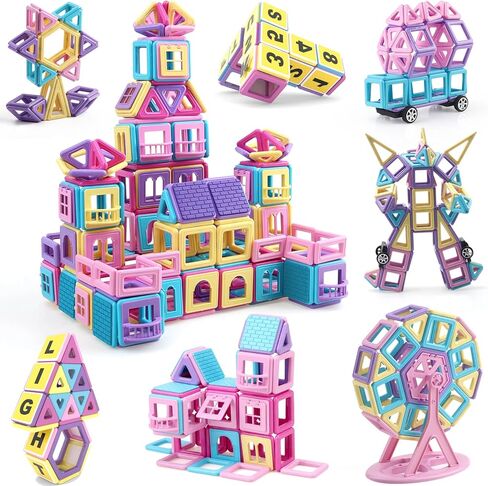 AOMIKS Magnetic Blocks for Kids 173 Piece Mini Magnetic Building Tiles 3D Building Blocks Educational STEM Toys for Girls and Boys Ages 3 4 5 6 7 8 Years Old Birthday Gift in Saudi Arabia
