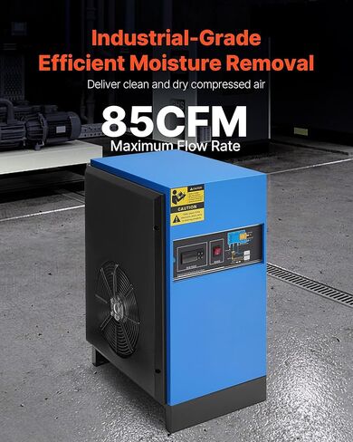 مجفف هواء مضغوط VEVOR، مجفف هواء مبرد 85CFM، نظام تجفيف الهواء المبرد الصناعي 110-120 فولت لضواغط 15HP و20HP - مع لوحة تحكم بشاشة ملونة وتصريف تلقائي in Kuwait