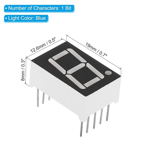 أنبوب رقمي بشاشة LED عامة، 10 عبوات 7 شرائح 10 دبوس 1 بت 0.5 بوصة × 0.7 بوصة × 0.3 بوصة وحدة عرض LED كاثود مشترك 3.3 فولت للوحة القيادة الإلكترونية، أزرق in Saudi Arabia