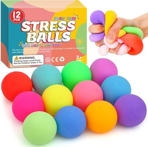 12 Pack Slow Rising Stress Cube, Dough Stress Balls Squishy Fidget Toys for Anxiety Relief, Soft Fidget Cube, Pull Stretch Squishy Toys for Classroom Prize, Party Favors for Kids Adults in Saudi Arabia