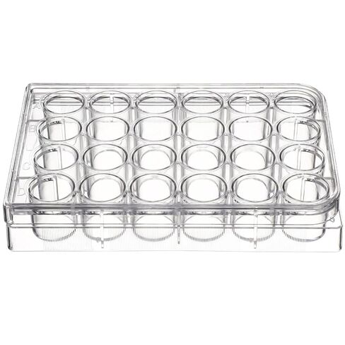 ibasenice 24-Well Cell Culture Plate with Lids Medical Grade Plastic 4.92X3.34X0.78 Inch Laboratory Tissue Culture Plate for Cell Growth Testing and Sample Analysis in Saudi Arabia