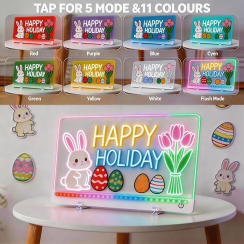 لوحة رسم LED للأطفال، لوحة رسم جافة من الأكريليك قابلة لإعادة الشحن، لوحة رسم LED Lumiboard مع 11 لونًا، لوحة رسومات الشعار المبتكرة المتوهجة بحامل غير مرئي، هدايا عيد الميلاد للأطفال والبنات والأولاد in Kuwait