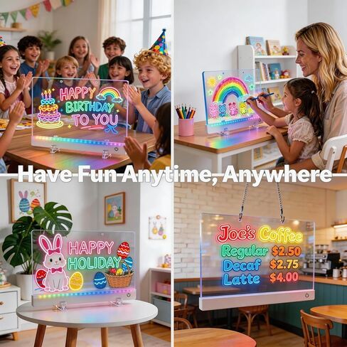 لوحة رسم LED للأطفال، لوحة رسم جافة من الأكريليك قابلة لإعادة الشحن، لوحة رسم LED Lumiboard مع 11 لونًا، لوحة رسومات الشعار المبتكرة المتوهجة بحامل غير مرئي، هدايا عيد الميلاد للأطفال والبنات والأولاد in Kuwait