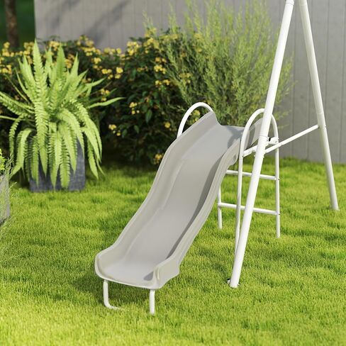 Outsunny Swing Set for Backyard, 5 in 1 Heavy-Duty A-Frame Stand Outdoor Playset for Kids with 29.5" Saucer Swing, Slide, Seesaw, Glider, Swing Seat, Blue in Saudi Arabia