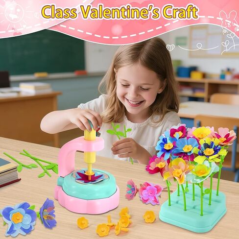 weirtoya Flower Bouquet Craft Kit, DIY Arts and Crafts for Kids 4-6-8, Girls Toys 4-6-8 Flower Making Activity Toy Set for Toddler and Kids, Birthday Gifts for 4 5 6 7 8 Year Old Girls (Pink & Blue) in Saudi Arabia
