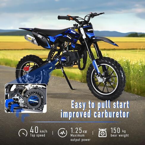 cdar 50cc Kids Dirt Bike, Gas Dirt Bike Up to 25 MPH, Mini Bike Easy Pull Start, Off Road Mini Motorcycle, Gas Motocross Bike for Outdoor Riding, Max Load 330 LBS in Saudi Arabia