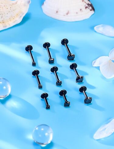 Hoeudjo Helix Piercing Jewelry Stainless Steel Tragus Piercing Jewelry Medusa Piercings Monroe Labret Ashley Lip Rings for Women Post Length 6mm 8mm 10mm in Saudi Arabia