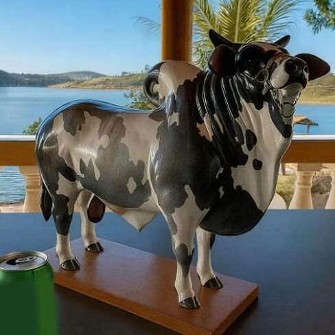 Handcrafted Brazilian Bulls Liquor Dispenser 2L Capacity with Wooden Base Bar Decors in Saudi Arabia