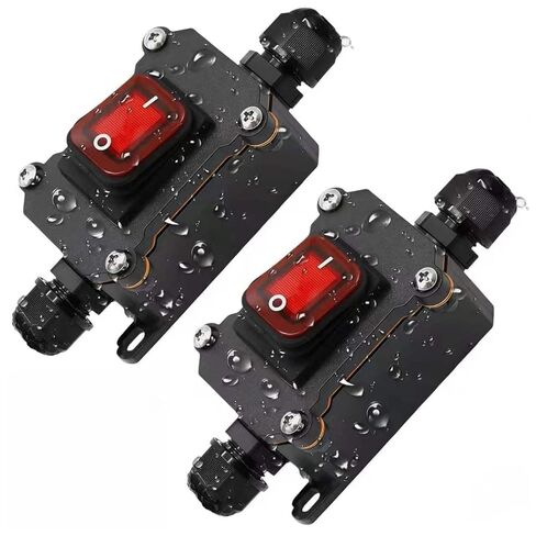 2-Pack IP67 Waterproof Inline Rocker Switch with Red Indicator Light, On/Off DPST Toggle Switch for AC/DC 20A-125V 16A-250V 35A-12V, Two-Side Entry for Marine, RV, Automotive LED Lights in Saudi Arabia