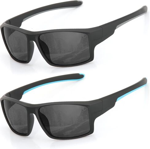 Polarized Anti Glare Sunglasses Men, UV400 Sports Al Wrap Around Design, Scratch/Oil/Saltwater Resistant in Kuwait