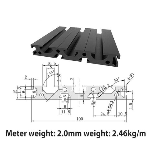 GTBAO 15100 لوحة بثق ألومنيوم فتحة 8 مم معيار أوروبي 15 × 100 مم لوحة جانبية صناعية لإطار آلة النقش المقذوف (أسود، 550 مم 21.65 بوصة طول) in Kuwait