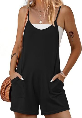 Ekouaer Womens Summer Casual Sleeveless Rompers Adjustable Spaghetti Strap V Neck Floral Shorts Jumpsuits with Pockets in Saudi Arabia