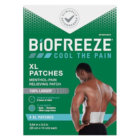 Biofreeze XL Pain Relief Patches, Menthol Pain Patches for Lower Back, Neck, Knee, & Shoulder, Comfortable & Flexible Fabric Stays in Place, 4 ct in Saudi Arabia
