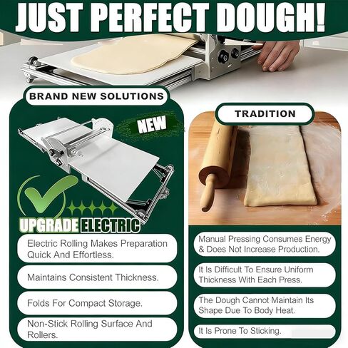 ماكينة فرد العجين الكهربائية التجارية ولفائف المعجنات، ناقل بعرض 40 بوصة، تلقائي للأمام/الخلف، سمك قابل للتعديل للكرواسون والفطيرة والمعجنات المنتفخة، تصميم مدمج قابل للطي in Kuwait