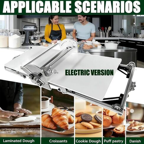 ماكينة فرد العجين الكهربائية التجارية ولفائف المعجنات، ناقل بعرض 40 بوصة، تلقائي للأمام/الخلف، سمك قابل للتعديل للكرواسون والفطيرة والمعجنات المنتفخة، تصميم مدمج قابل للطي in Kuwait