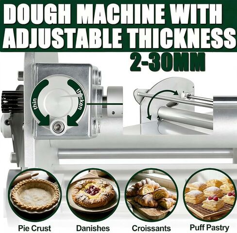 ماكينة فرد العجين الكهربائية التجارية ولفائف المعجنات، ناقل بعرض 40 بوصة، تلقائي للأمام/الخلف، سمك قابل للتعديل للكرواسون والفطيرة والمعجنات المنتفخة، تصميم مدمج قابل للطي in Kuwait