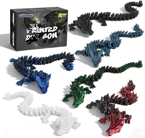 3PCS 9" 3D Printed Dragon with Wings, Full-Articulated Dark Crystal Dragons, Flexible Fidget Toys for Anxiety Relief, Home Office Decor Executive Desk Toys, Gift for Dragon Lovers in Saudi Arabia