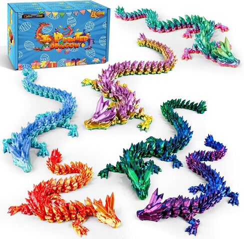 3PCS 9" 3D Printed Dragon with Wings, Full-Articulated Dark Crystal Dragons, Flexible Fidget Toys for Anxiety Relief, Home Office Decor Executive Desk Toys, Gift for Dragon Lovers in Saudi Arabia