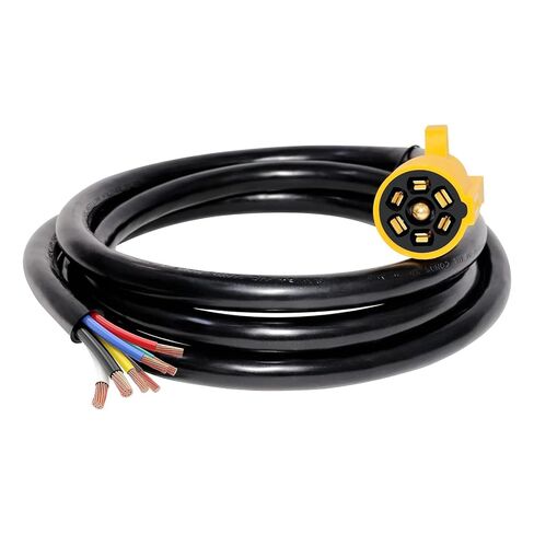 Heavy Duty 7 Way Trailer Plug Cord with Double Prongs Connector 8 Feet, 7 Way Plug Inline Trailer Side Wiring Harness 7-Pin RV Blade Replacement 7Pin Molded Cable Pigtail, UL62 Pure Copper Wire in Saudi Arabia