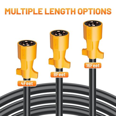 Heavy Duty 7 Way Trailer Plug Cord with Double Prongs Connector 8 Feet, 7 Way Plug Inline Trailer Side Wiring Harness 7-Pin RV Blade Replacement 7Pin Molded Cable Pigtail, UL62 Pure Copper Wire in Saudi Arabia