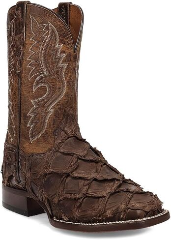 Dan Post Boots Mens Raymond Pirarucu Embroidered Square Toe Dress Boots Mid Calf - Brown in Saudi Arabia
