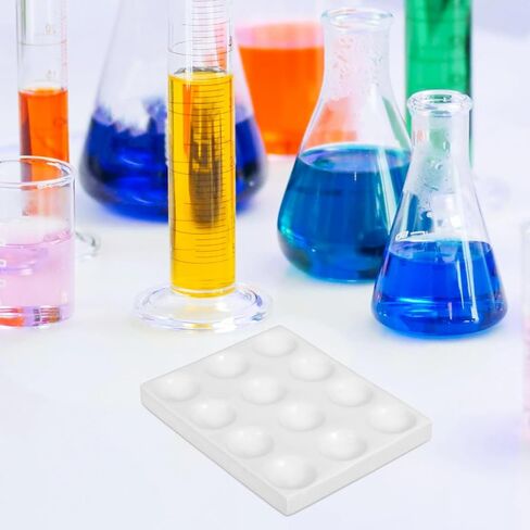 قطعتان من لوحة بقعة البورسلين 12 بئرًا من لوحة التفاعل السيراميكية، لوحات دقيقة للتفاعلات المختبرية لاختبار التجارب الكيميائية، أبيض، 4.52 × 3.54 × 0.47 بوصة in Kuwait