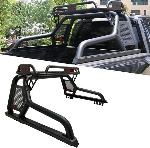 Sport Roll Bars with Cargo Basket, Adjustable Black Steel Bed Bar Fit for Dodge Ram 1500/2500/3500,Ford F150/F250/F350,Chey Silverado&GMC Sierra 1500/2500,Toyota Tundra, Full-Size Truck in Saudi Arabia