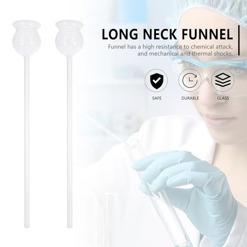 SHINEOFI قطعتان من قمع أمان زجاج البورسليكات، قمع مختبر جذعي طويل للتجارب العلمية ونقل السوائل، مجموعة معدات المختبرات الكيميائية in Saudi Arabia