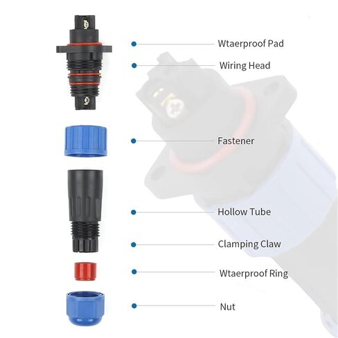 SP16 LP16 Screws Flange IP68 Waterproof Connectors Male Female No Welding 2/3/4 Pin Household/Industrial(LP16-2F) in Saudi Arabia