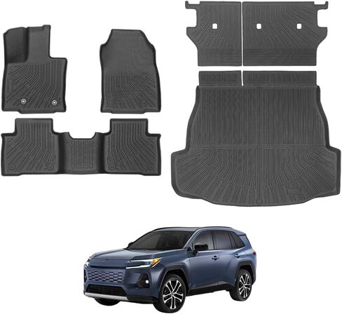 سجادات أرضية السيارة مناسبة لجميع الأحوال الجوية لسيارة Toyota RAV4 2025-2019 وRAV4 Hybrid، بطانات أرضية TPE ملائمة حسب الطلب ومجموعة كاملة من سجادة صندوق البضائع، ملحقات سيارة سوداء لسيارة Rav 4 LE XLE Limited Adventure TRD للطرق الوعرة in Kuwait