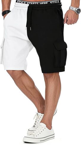 Cargo Sweat Shorts for Men Casual Drawstring Cotton Sweatpants Elastic Waist Athletic Gym Jogger Shorts with Pocket in Saudi Arabia