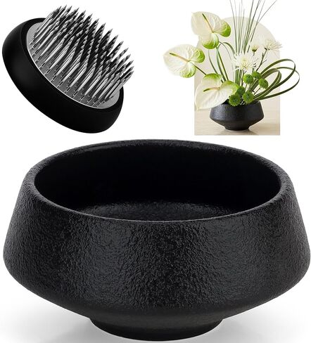 Gresorth Japanese Ikebana Vase Kit with 2 Inch Flower Frog Decoration Floral Arrangement Fixed Tool Kenzan Pin Frog Container for DIY Craft Plant - 6.8 Inch Bowl Pot in Saudi Arabia