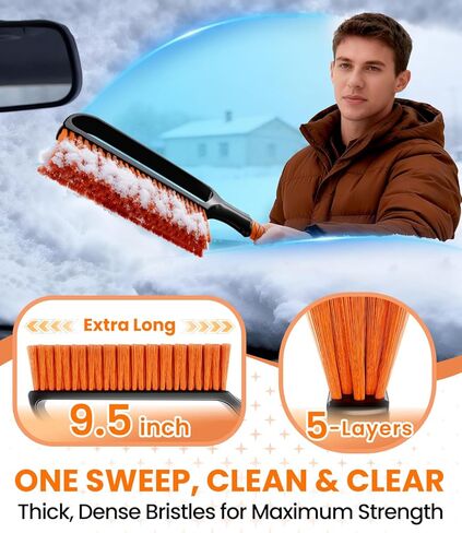 Zanch 2025 Upgrade Extendable 3-in-1 Car Snow Brush and Ice Scraper [45" Extendable Handle] with 360° Rotating Brush Head for Car Windshield Clear Snow, Ice and Frost, for All Cars/Truck/SUV in Saudi Arabia