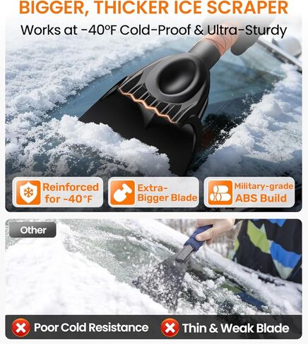 Zanch 2025 Upgrade Extendable 3-in-1 Car Snow Brush and Ice Scraper [45" Extendable Handle] with 360° Rotating Brush Head for Car Windshield Clear Snow, Ice and Frost, for All Cars/Truck/SUV in Saudi Arabia