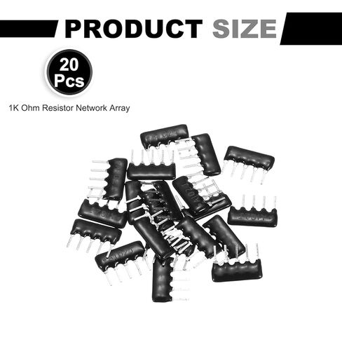 MECCANIXITY 20Pack 1K Ohm Resistor Network Array، 1/8W SIP-5 2.54mm مجموعة متنوعة من مقاومات شبكة الأفلام السميكة، 5٪ تسامح من النوع 5P، أسود in Saudi Arabia