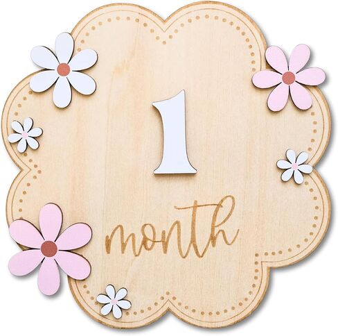 Baby Girl Monthly Milestone Signs, 1-12 Monthly Baby Milestone Girl, Newborn Photography Props Double-Sided, Nursery Decor for Girls (M03) in Kuwait