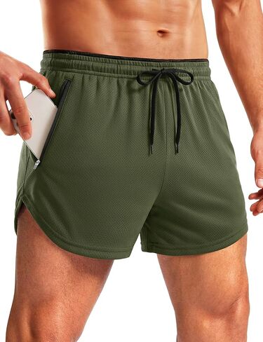 MAGCOMSEN Men's Mesh Running 3" Shorts Quick Dry Lightweight Athletic Workout Gym Shorts Zipper Pockets in Saudi Arabia