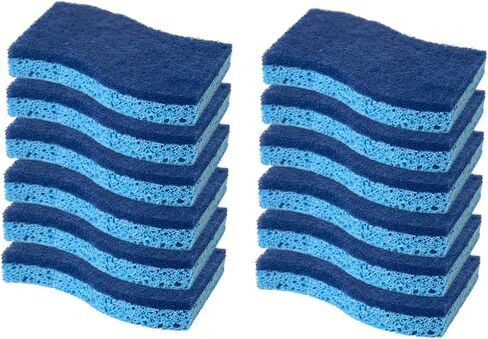 CELOX Sponges Kitchen Sponges for Dishes and Cleaning, 2-Sided Scrub Sponges Dish Sponge and Kitchen Sponge for Washing Dishes, Heavy Duty, Non-Scratch, Sinks, Household Use, Green and Yellow, 12-Pack in Saudi Arabia
