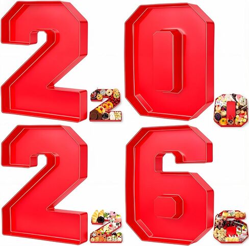 صندوق أرقام Charcuterie مقاس 13.7 بوصة لعام 2025 للاحتفال بالعام الجديد من الورق المقوى القابل للتعبئة لصواني الشوكولاتة والوجبات الخفيفة ومستلزمات الحفلات (ذهبي) in Kuwait