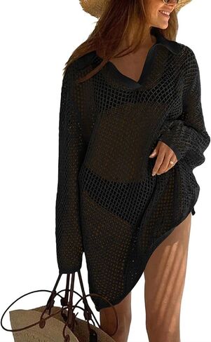 Ekouaer Womens Swimsuit Cover Ups Crochet Swim Coverup Knit Bathing Suit Knit Beach Vacation Outfits Swimwear in Saudi Arabia