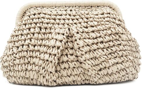 Straw Clutch Purses for Women Summer Beach Purse for Vacation Woven Clutch Dumpling Bag Wicker Crossbody Purse in Saudi Arabia