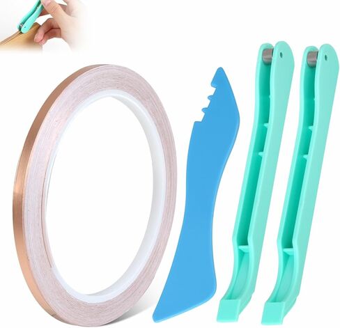 3 Pcs Copper Foil Hand Foiler for Stained Glass, 7/32 Inch Hand Tool, Table Foiler for Stained Glass with Burnishing Polisher, 0.2 in x 22 yd Foil Tape Roll Kit in Saudi Arabia