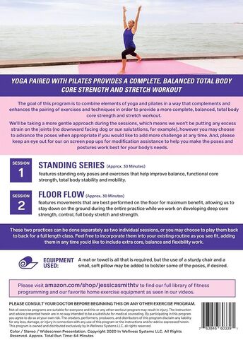 Gentle Yoga Plus Pilates DVD: عضلات البطن منخفضة التأثير، الأساسية، المرونة، التوازن، جسمان كاملان في المنزل بدون تدريبات المعدات مع جيسيكا سميث in Saudi Arabia