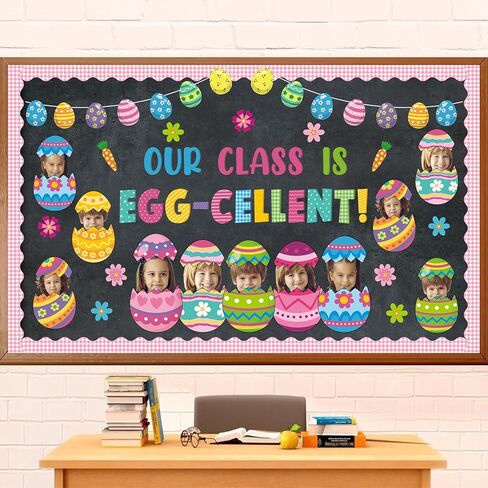Easter Bunny Bulletin Board Decorations, Christian Religious Bulletin Board He is Risen Classroom Décor Bunny Peep Paper Cutouts Wall Décor for School Classroom Church Chalkboard Decorations in Saudi Arabia
