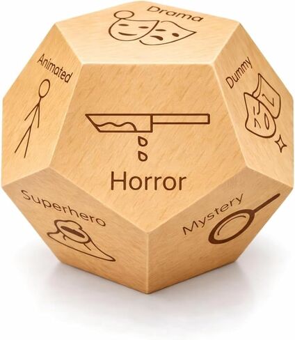 12-Sided Movie Genre Dice – Random Movie Picker Spinner – Comedy, Action, Horror, Romance, Sci-Fi & More – Fun Game for Movie Lovers in Saudi Arabia