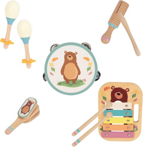 Wooden Musical Instruments Set for Toddlers, Natural Wood Percussion Instruments Xylophone Gift Set for Girls Boys Kids ,Preschool Educational Musical Toys with Storage Bag (Orange Set) in Saudi Arabia