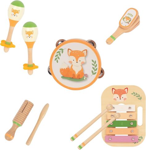 Wooden Musical Instruments Set for Toddlers, Natural Wood Percussion Instruments Xylophone Gift Set for Girls Boys Kids ,Preschool Educational Musical Toys with Storage Bag (Orange Set) in Saudi Arabia