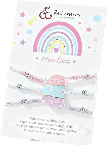 KZL BFF سوار لمدة 3 لطيف القلب لغز قطعة سحر سوار أفضل الأصدقاء القلب مطابقة مضفر حبل أساور للنساء مجوهرات الصداقة in Kuwait