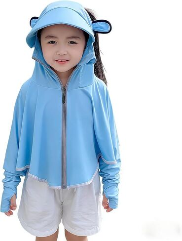 Kids UPF 50+ Long Sleeve Sun Protection Crop Top Quick Dry Hoodie Shirts Workout Jacket Outdoor Runing Travel in Saudi Arabia